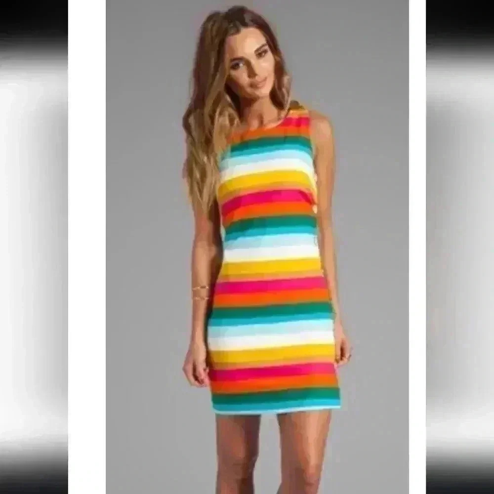 Trina Turk Skooter's Stripe Cotton Emmie Dress in Multi Womens Size 8 - Picture 3 of 14
